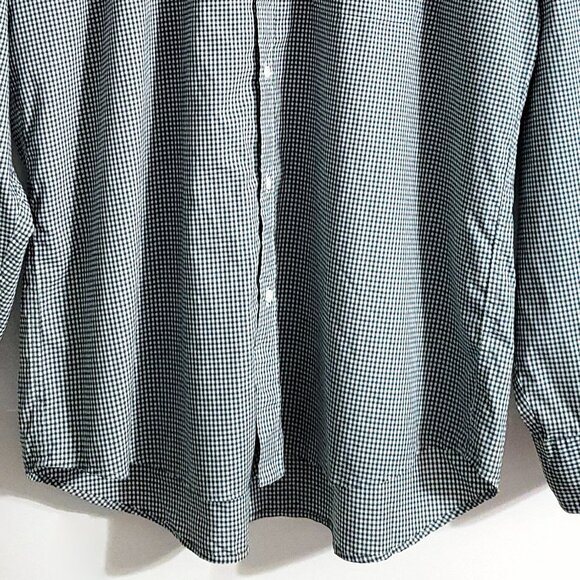 Uniqlo Mens Cotton Long Sleeve Button Up Shirt Size 2XL Dark Green Gingham Check - Picture 5 of 10